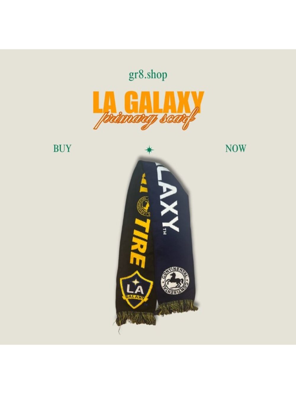 LA Galaxy Primary Soccer Scarf  100% Acrylic  Made In Portugal  Navy Blue & Yell